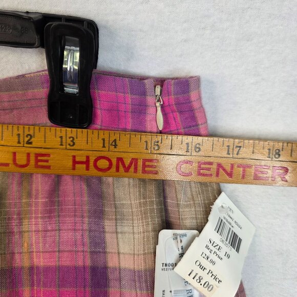 Pendleton Linen Madras Pink Plaid Pants Size 10 Vintage Deadstock Wrinkle Resist - Picture 8 of 10